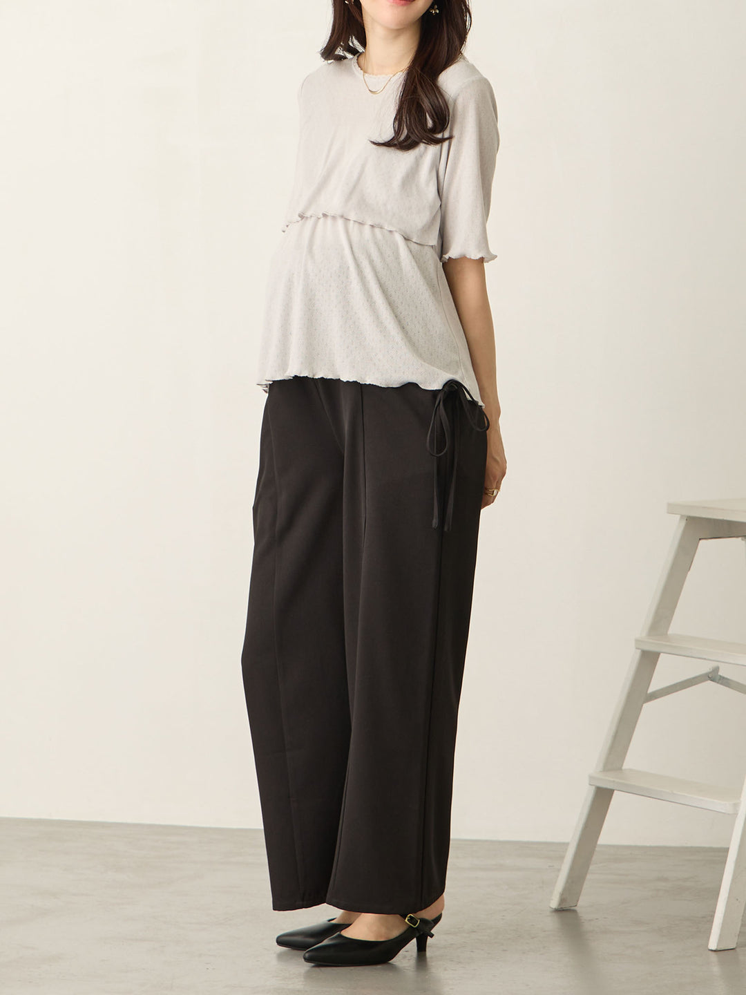 侧边蝴蝶结裤 黑色