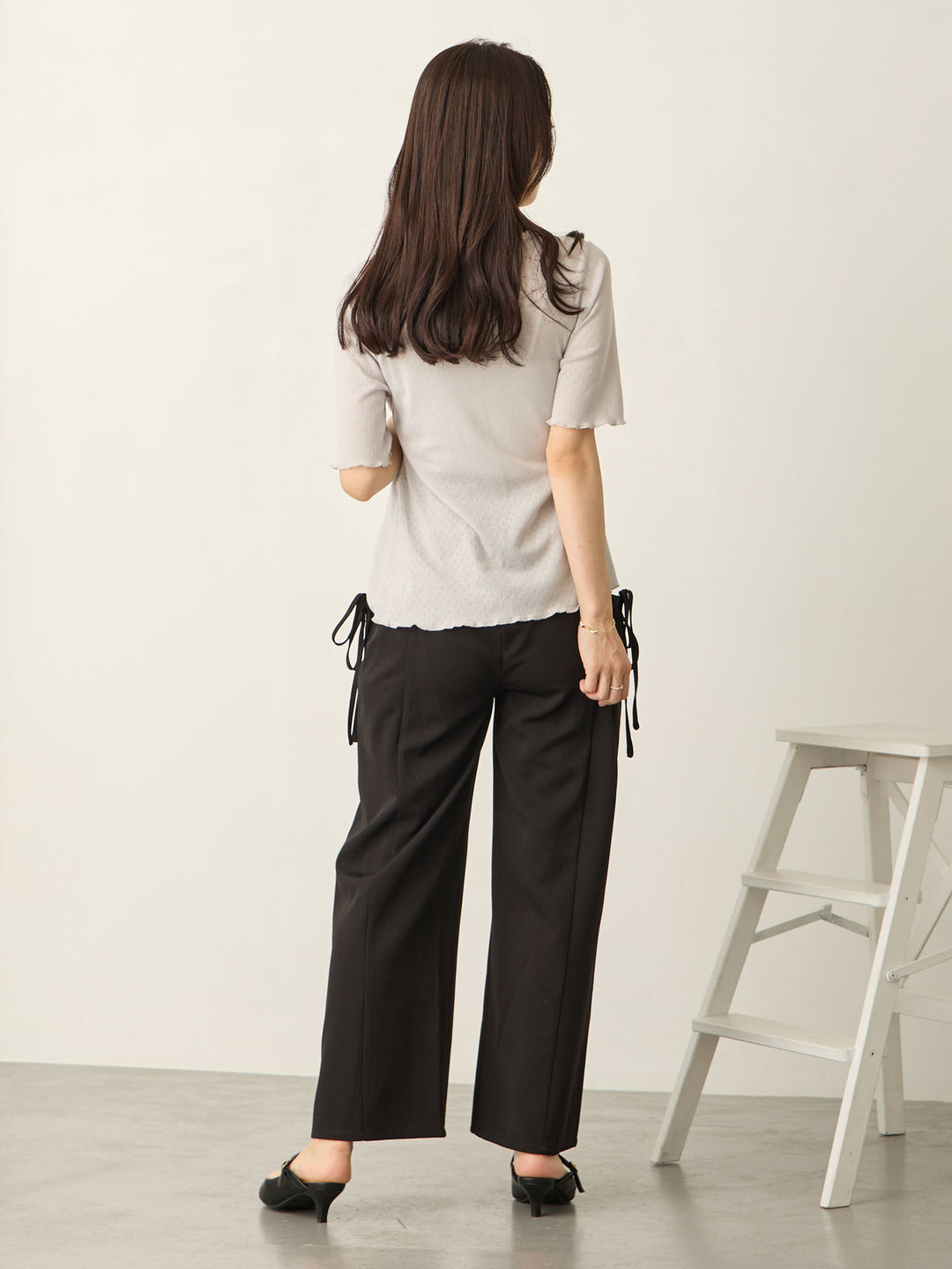 侧边蝴蝶结裤 黑色