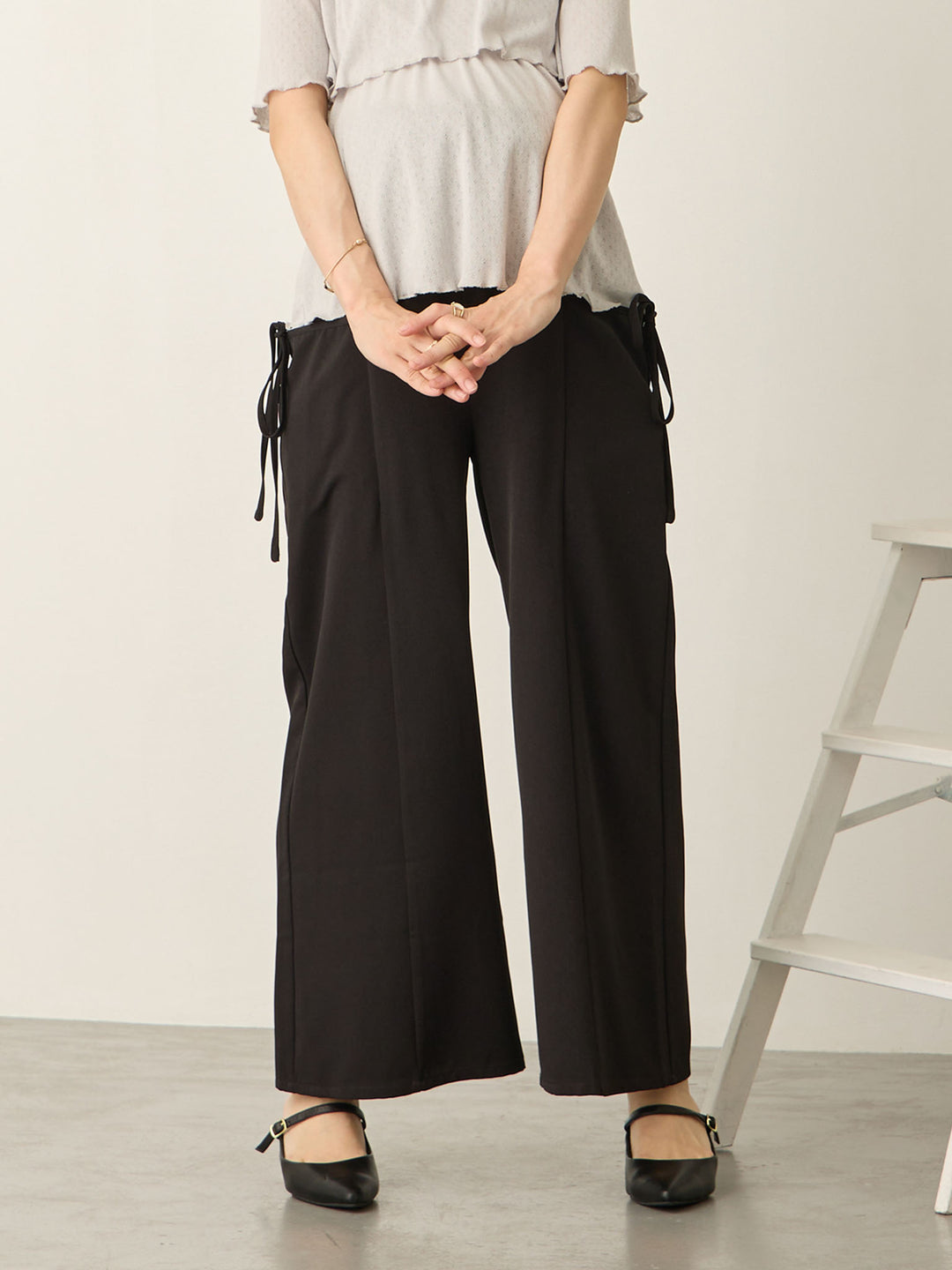 侧边蝴蝶结裤 黑色