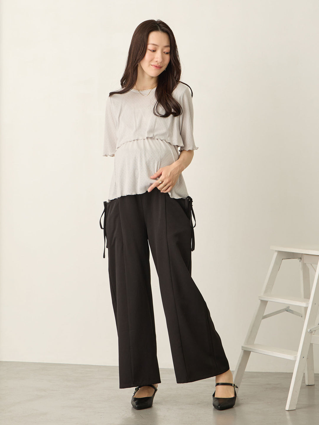 侧边蝴蝶结裤 黑色