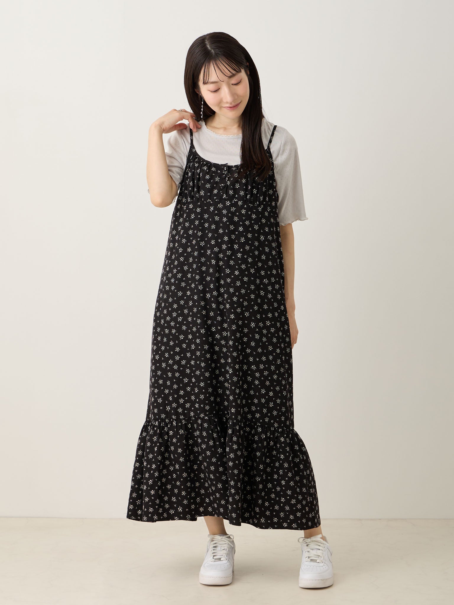 GLOWEVE 花柄 キャミワンピース ネイビー XL-K2+他2点まとめ フロントボタンキャミワンピース Flower – honono for mom&baby