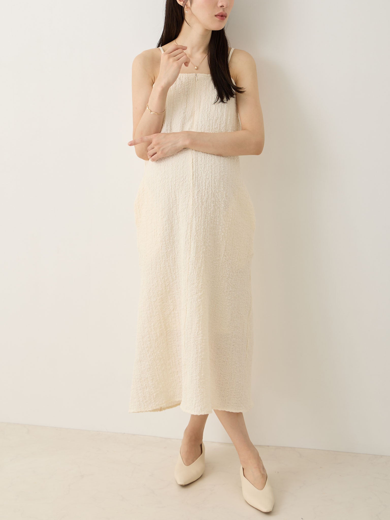 アイレットカーディガンセットキャミワンピース Ivory – honono for