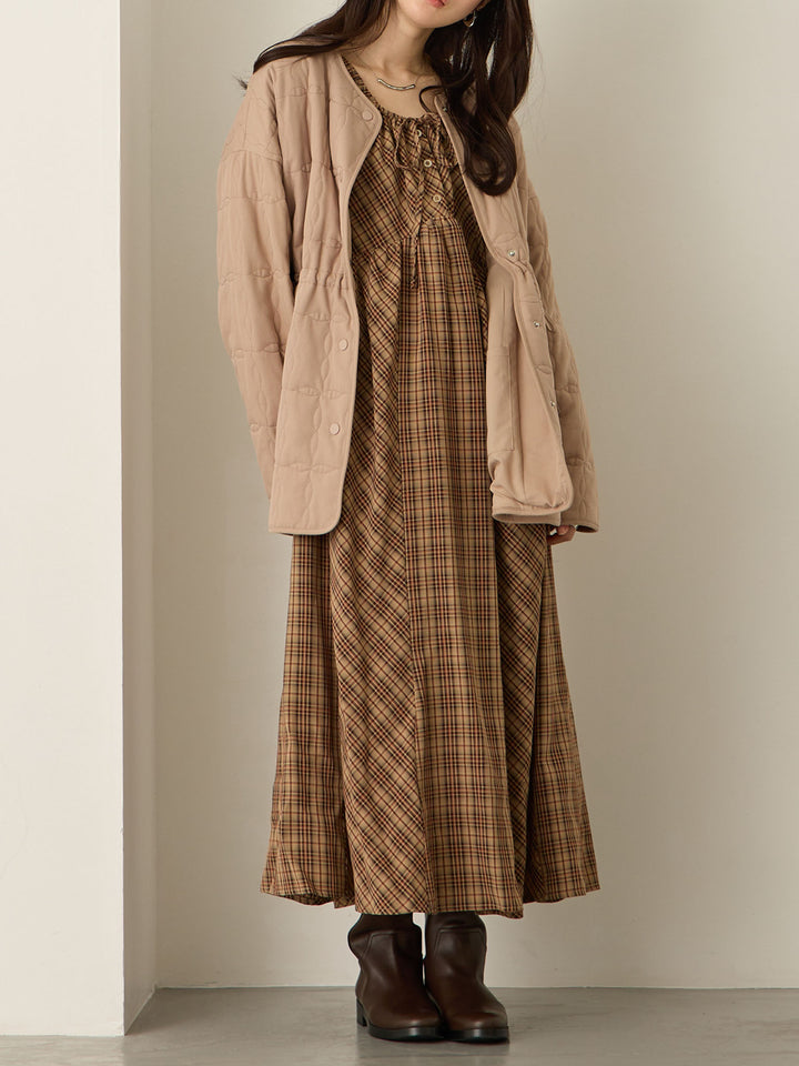 原创绗缝外套，采用鸭绒灰