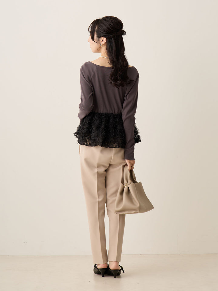 セレモニー対応・美脚見えマタニティテーパードパンツ Beige