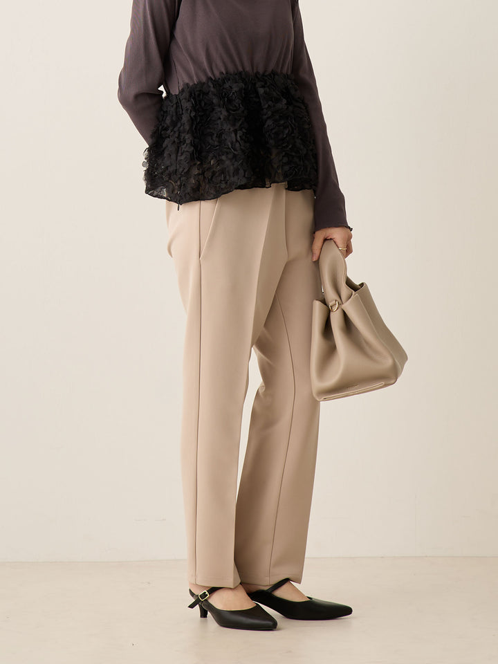 セレモニー対応・美脚見えマタニティテーパードパンツ Beige