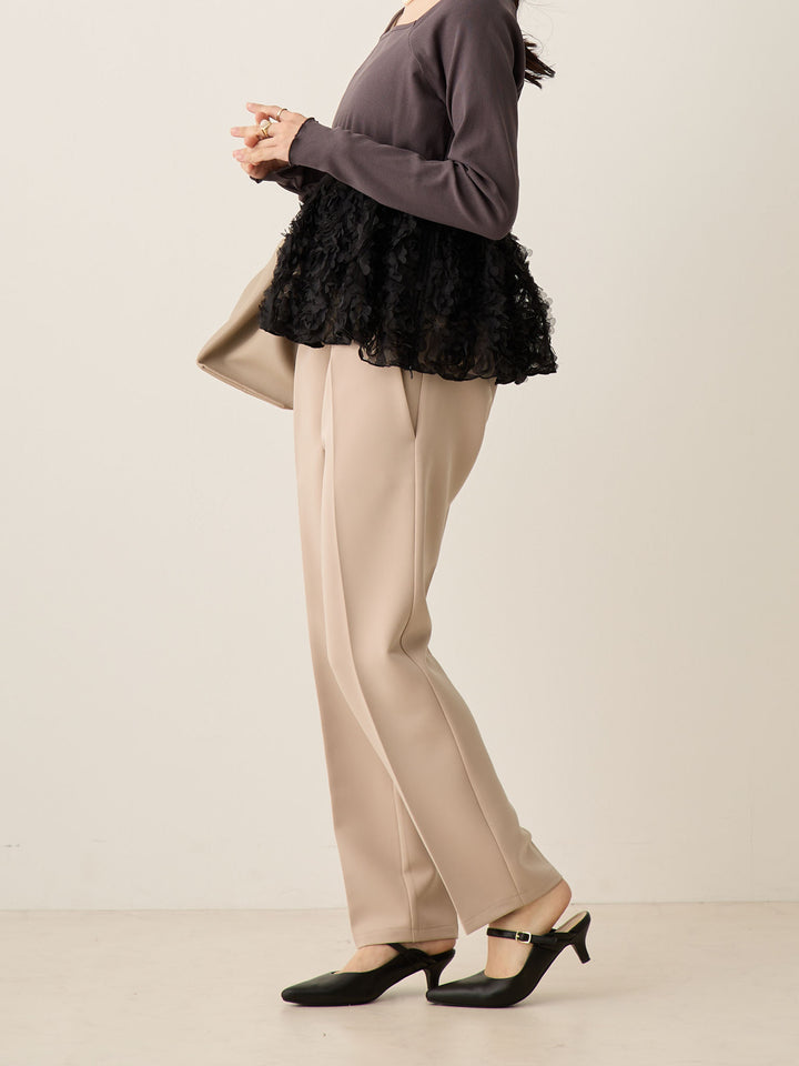 セレモニー対応・美脚見えマタニティテーパードパンツ Beige