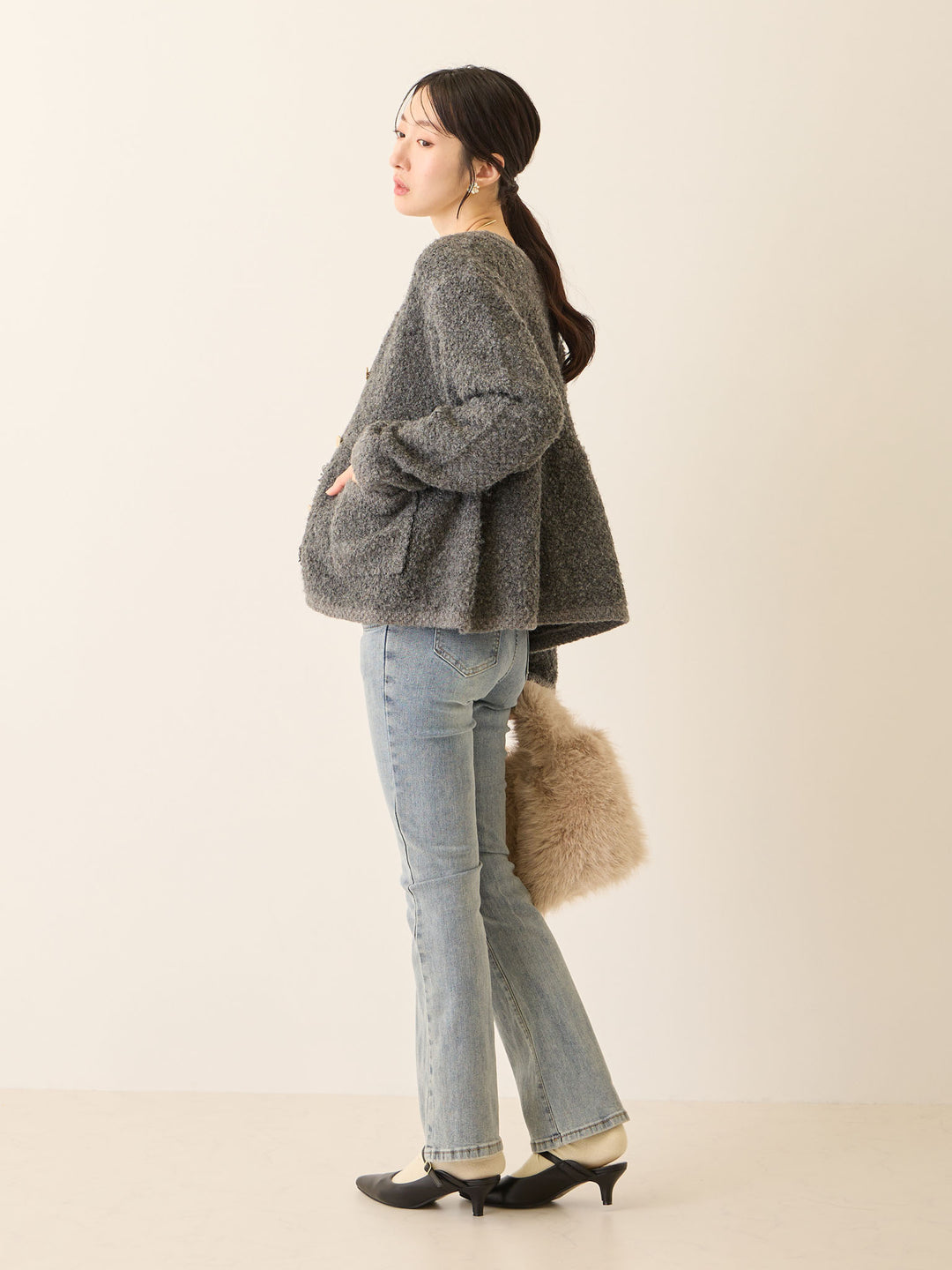 マタニティフレアデニム Light blue