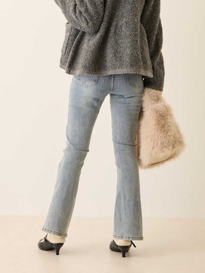 マタニティフレアデニム Light blue