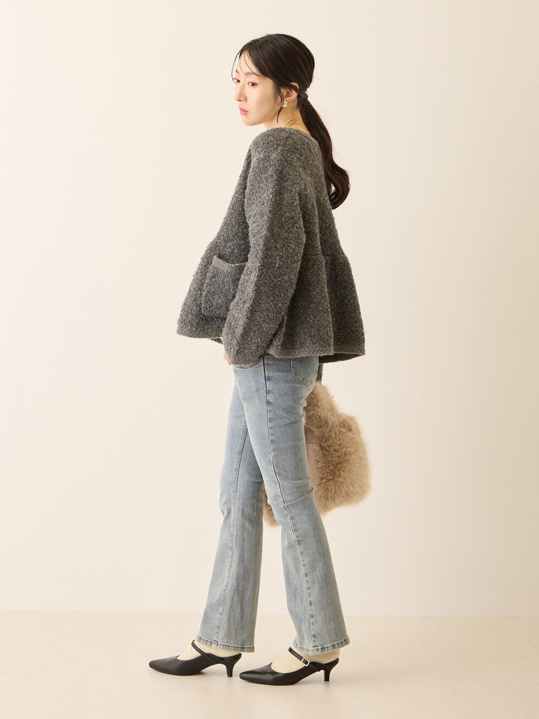 マタニティフレアデニム Light blue