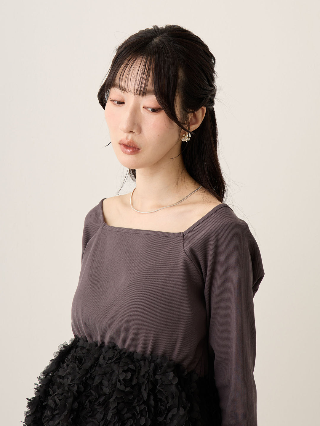 チュールペプラムトップス Ivory