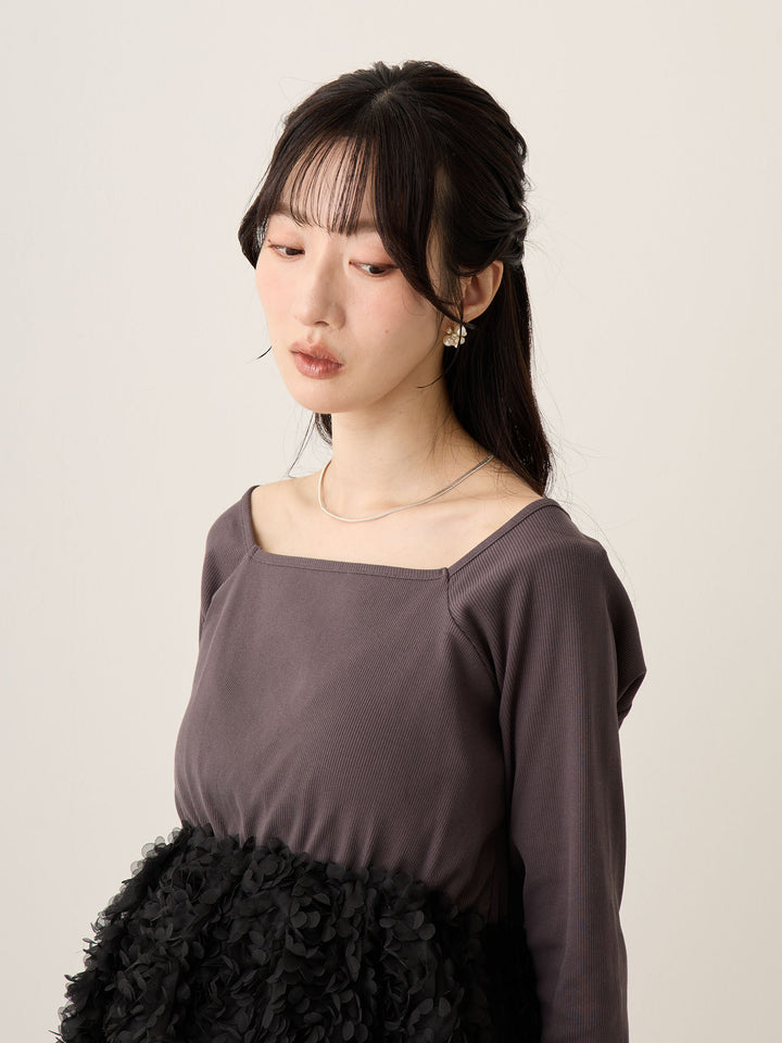 チュールペプラムトップス Ivory