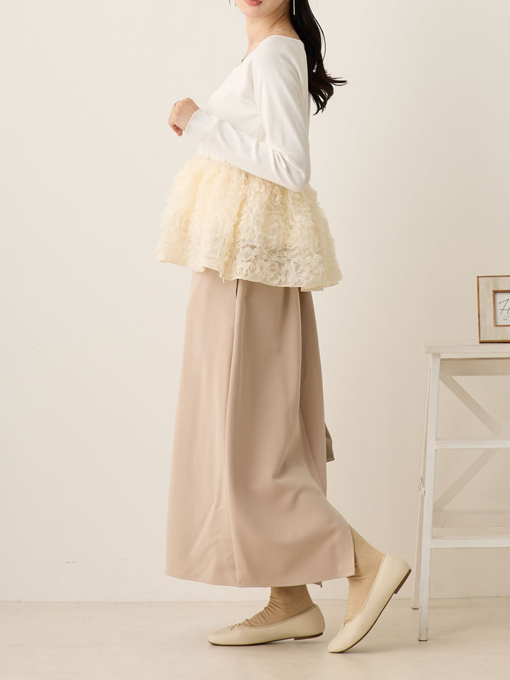 チュールペプラムトップス Ivory