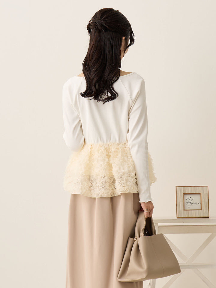 チュールペプラムトップス Ivory