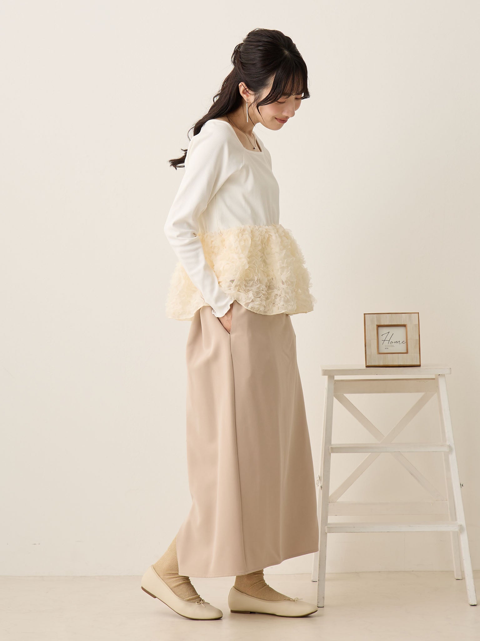 チュールペプラムトップス Ivory – honono for mom&baby