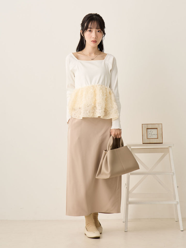 チュールペプラムトップス Ivory