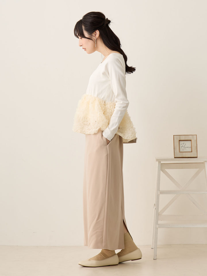チュールペプラムトップス Ivory