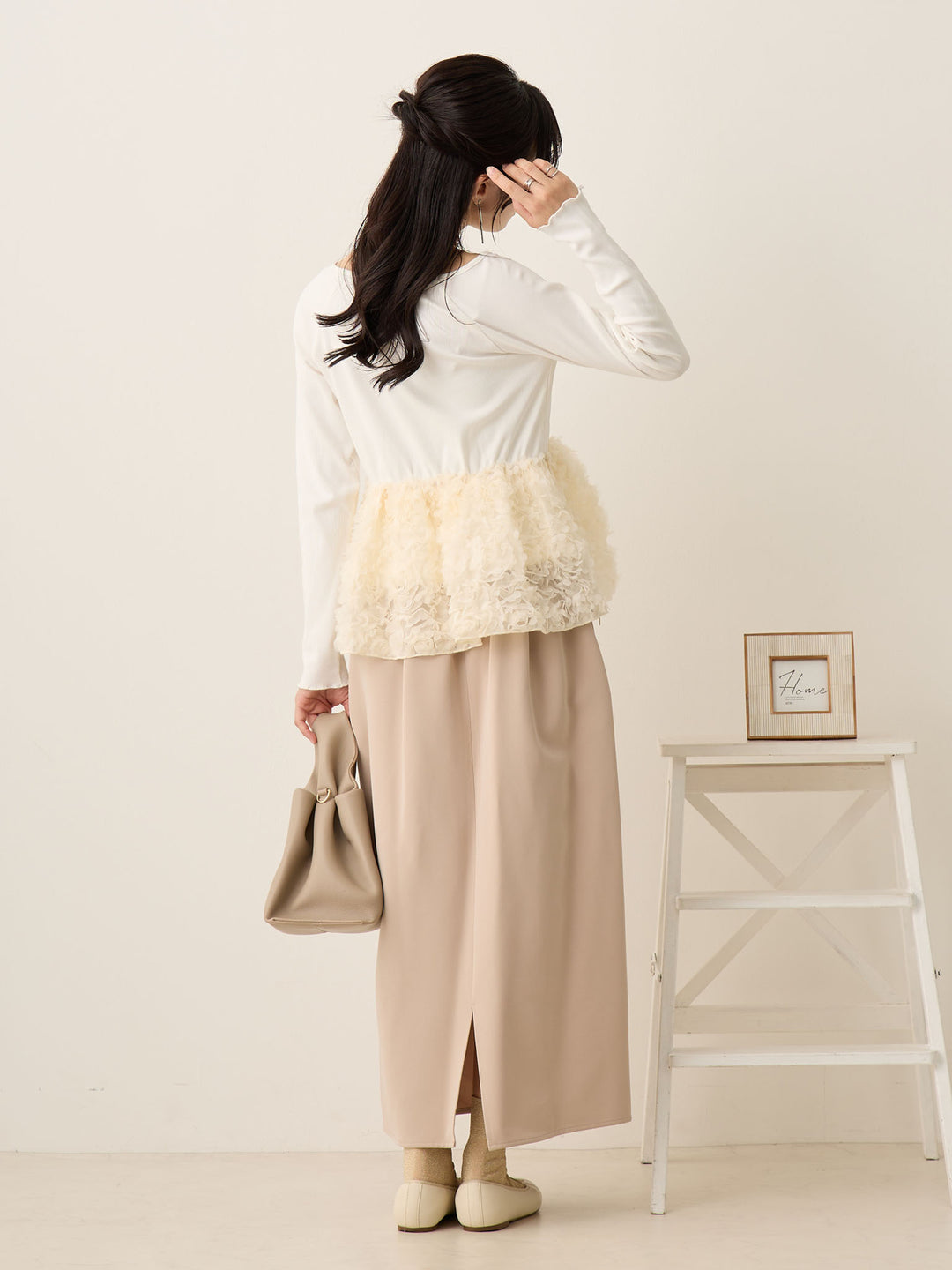 チュールペプラムトップス Ivory