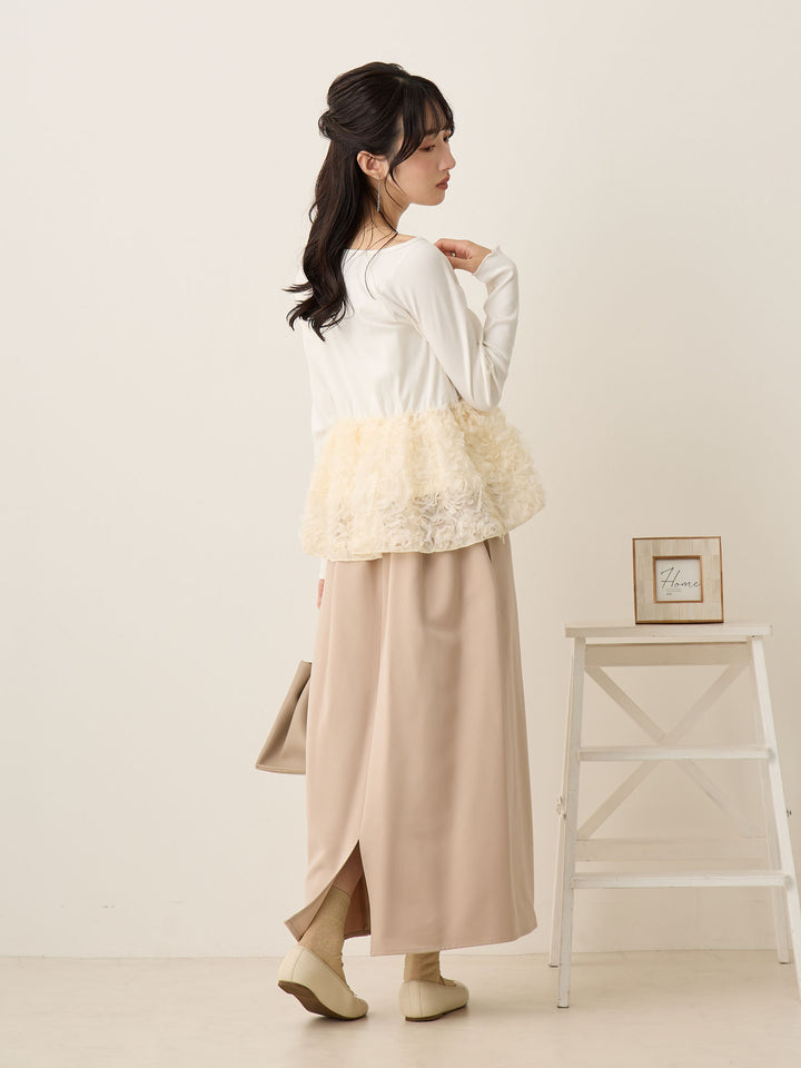 チュールペプラムトップス Ivory