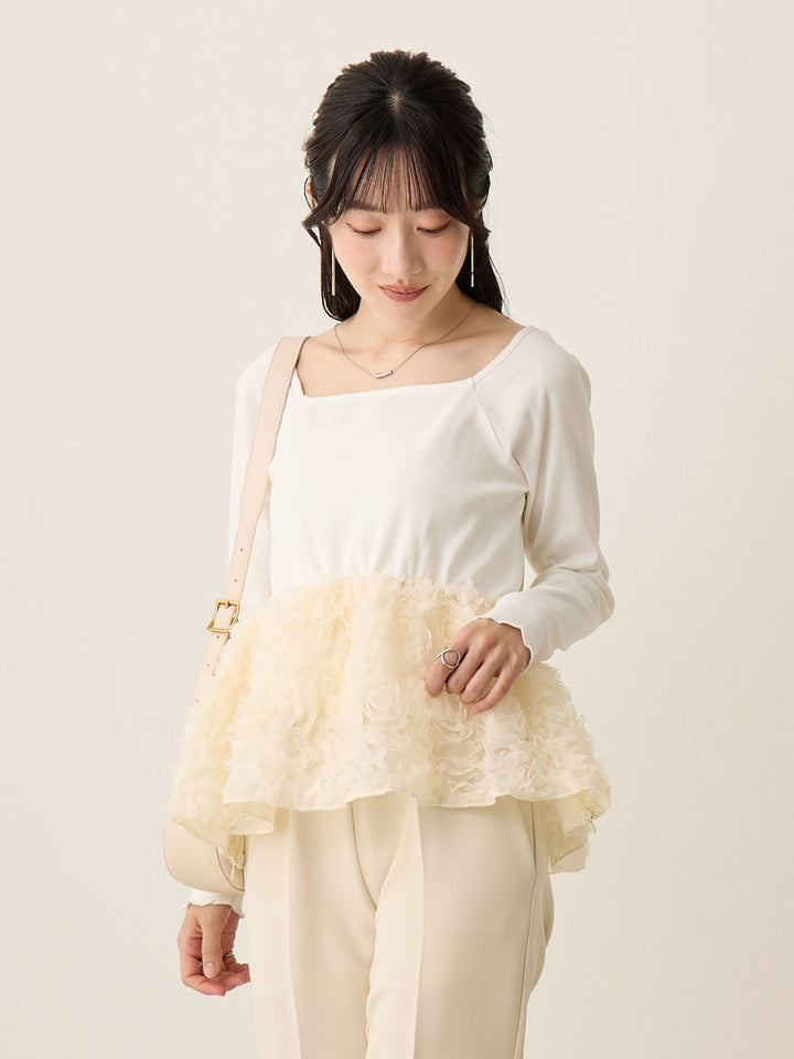 チュールペプラムトップス Ivory