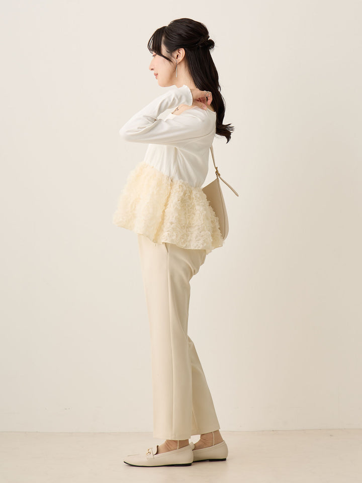 チュールペプラムトップス Ivory