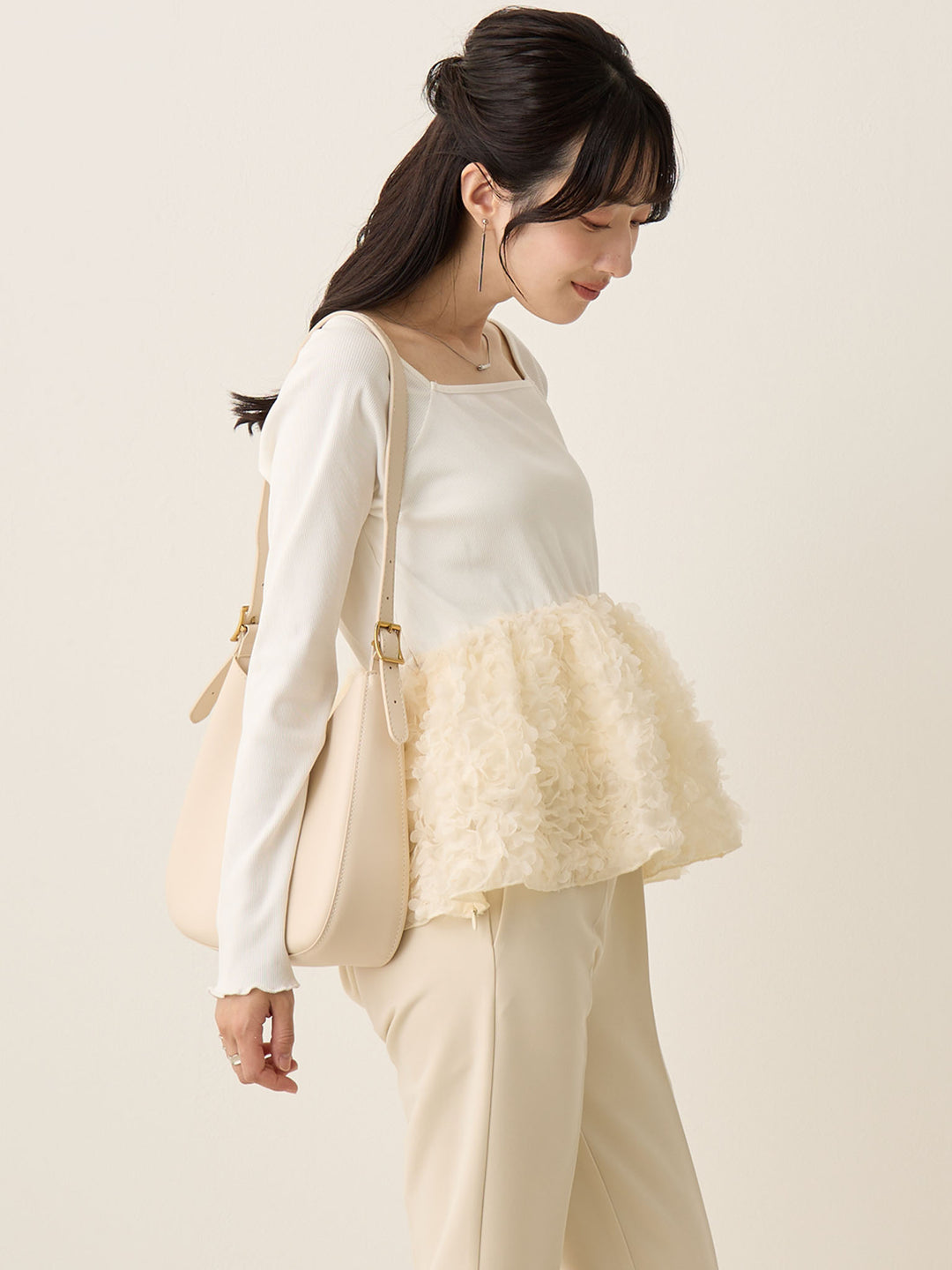 チュールペプラムトップス Ivory