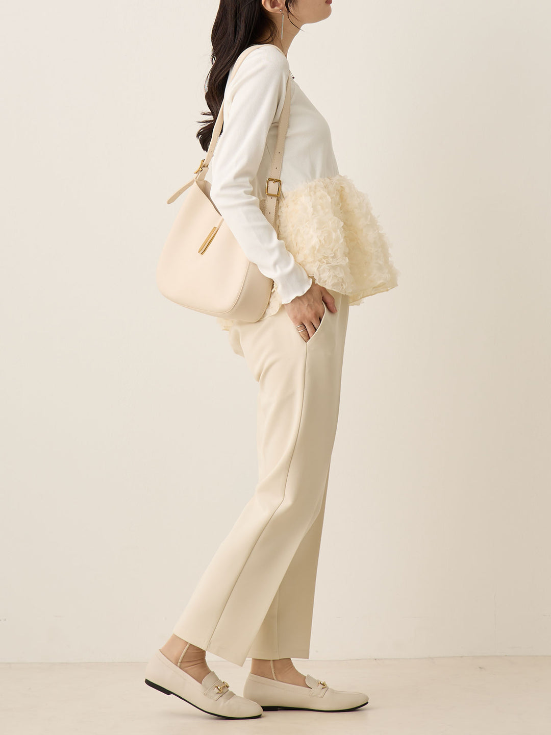 チュールペプラムトップス Ivory