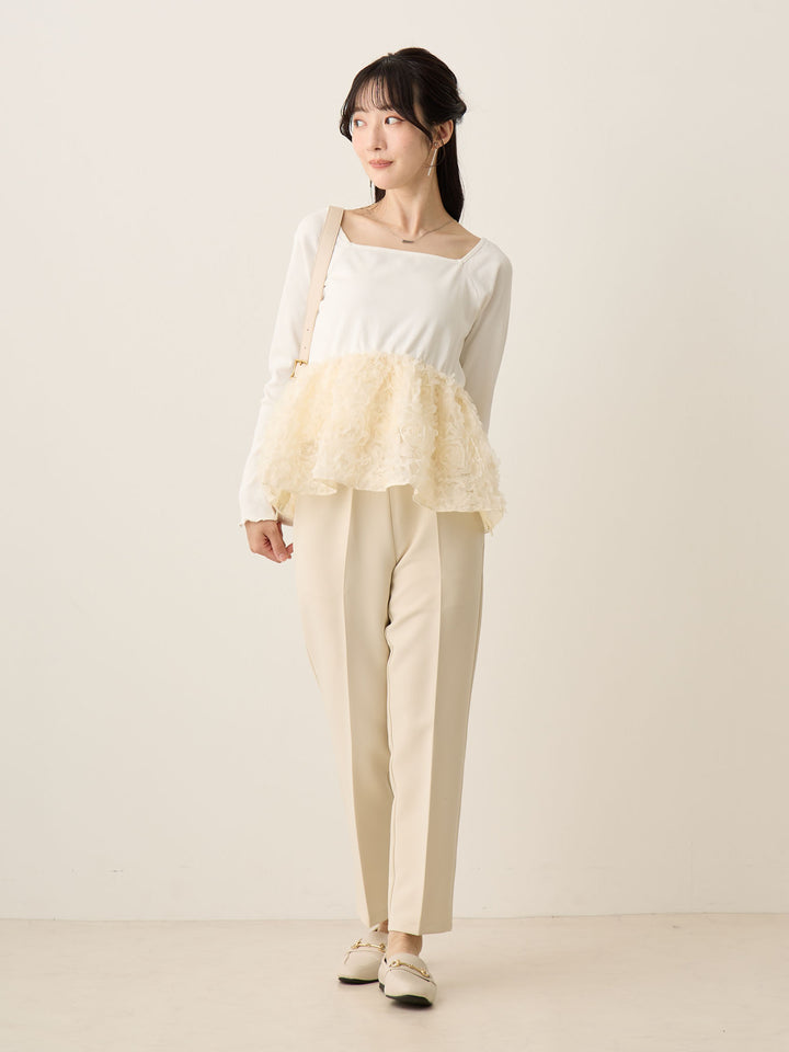 チュールペプラムトップス Ivory
