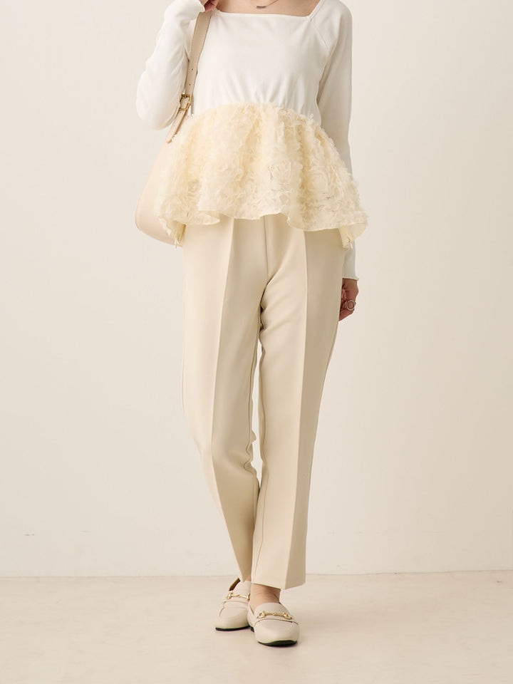 适合仪式，孕妇锥形裤，让您的双腿看起来很漂亮，象牙色