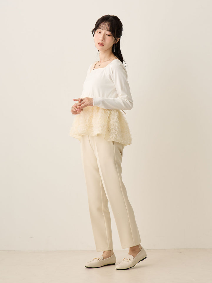チュールペプラムトップス Ivory
