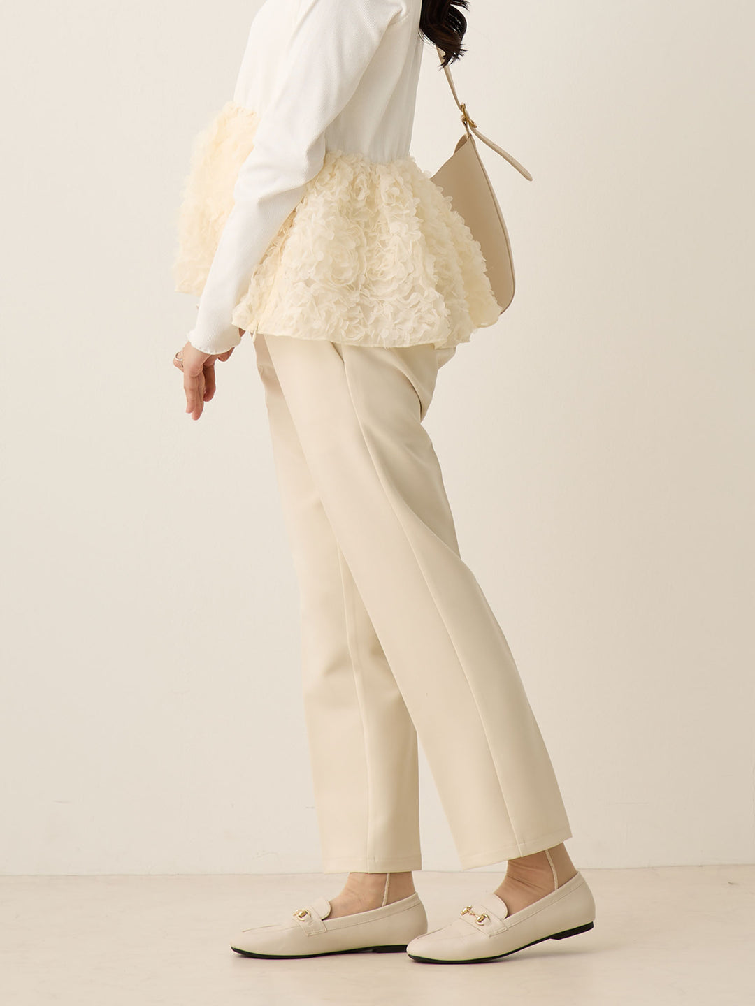 适合仪式，孕妇锥形裤，让您的双腿看起来很漂亮，象牙色