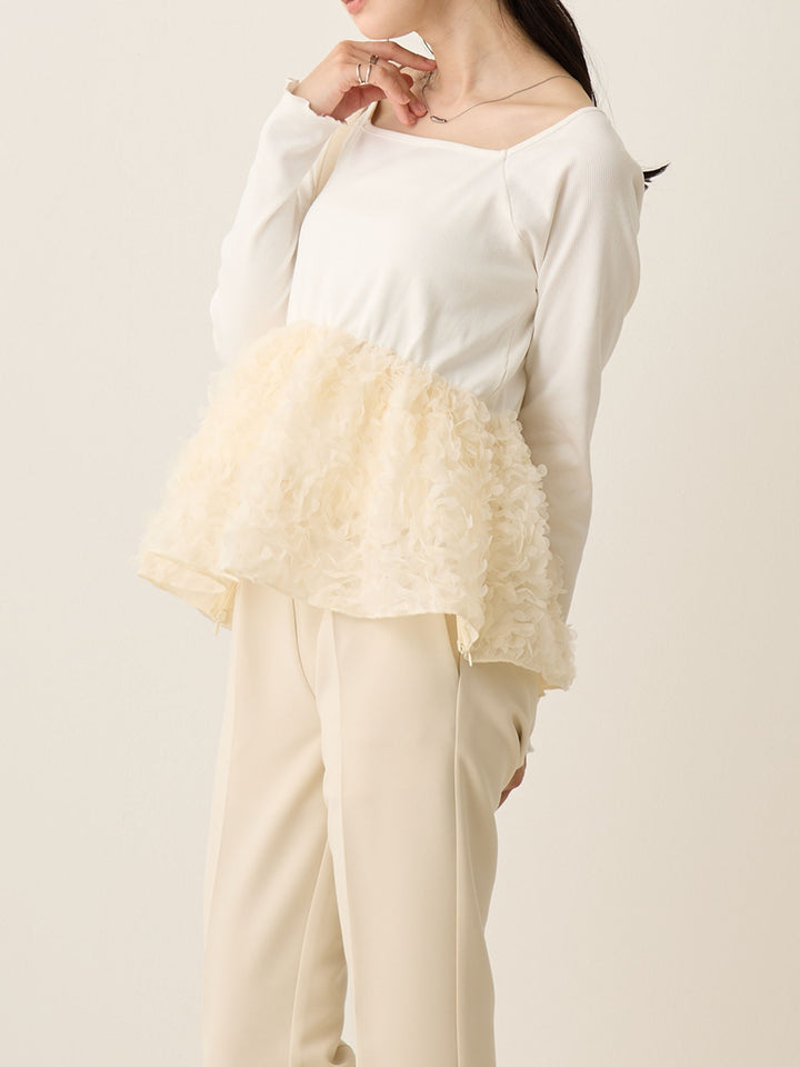 チュールペプラムトップス Ivory