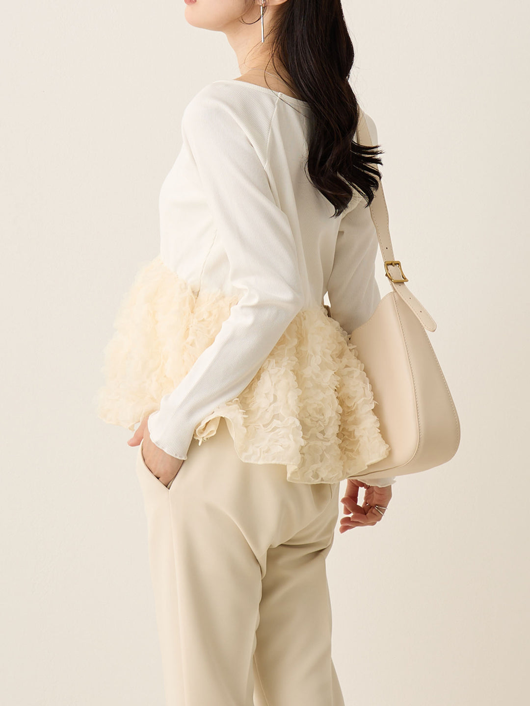 チュールペプラムトップス Ivory