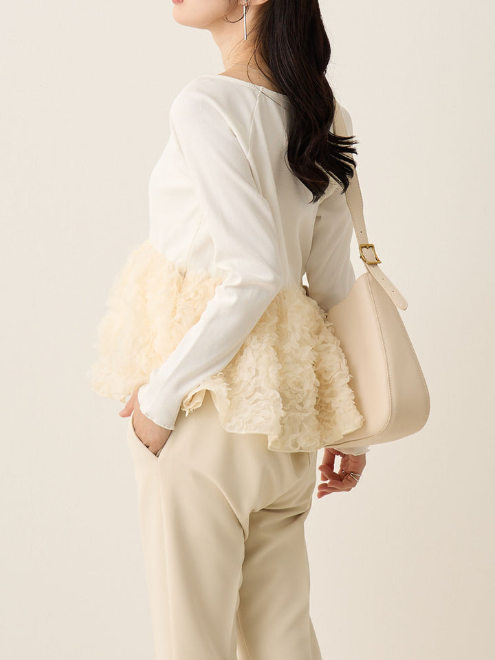 チュールペプラムトップス Ivory