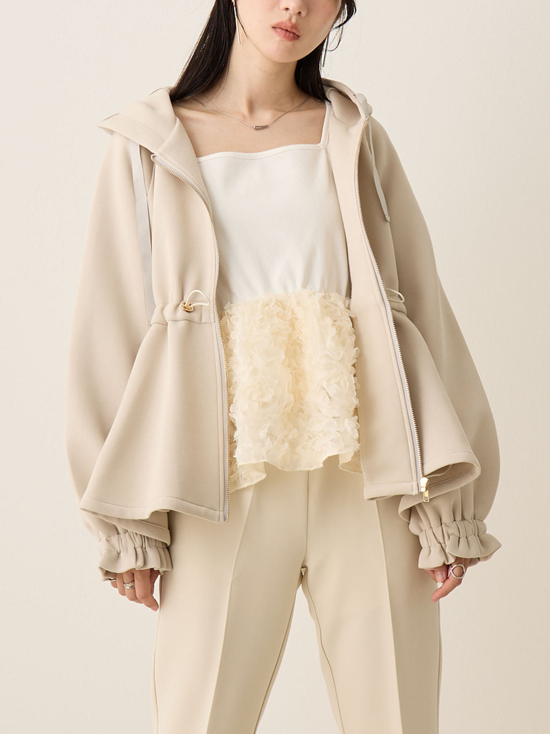 チュールペプラムトップス Ivory