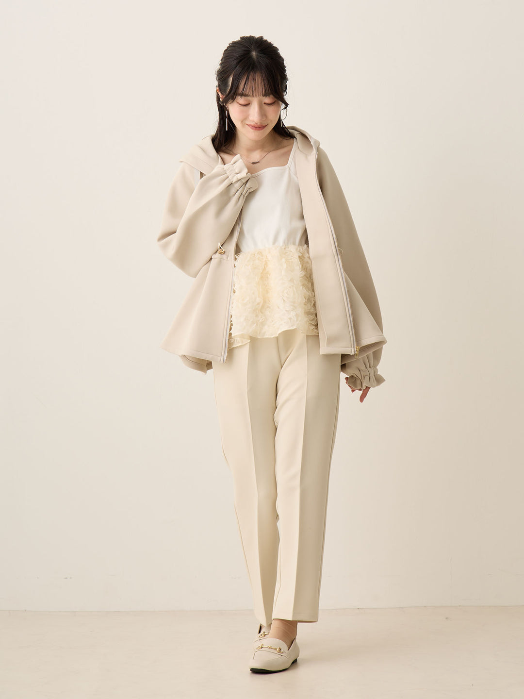 チュールペプラムトップス Ivory