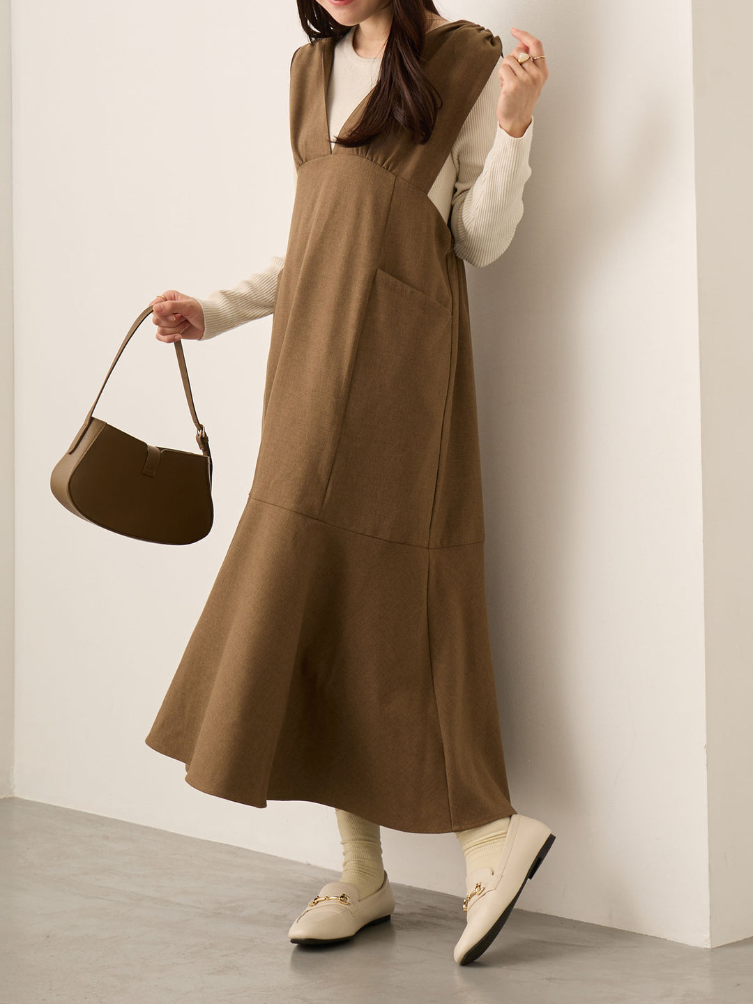 ツイードジャンパースカート Brown