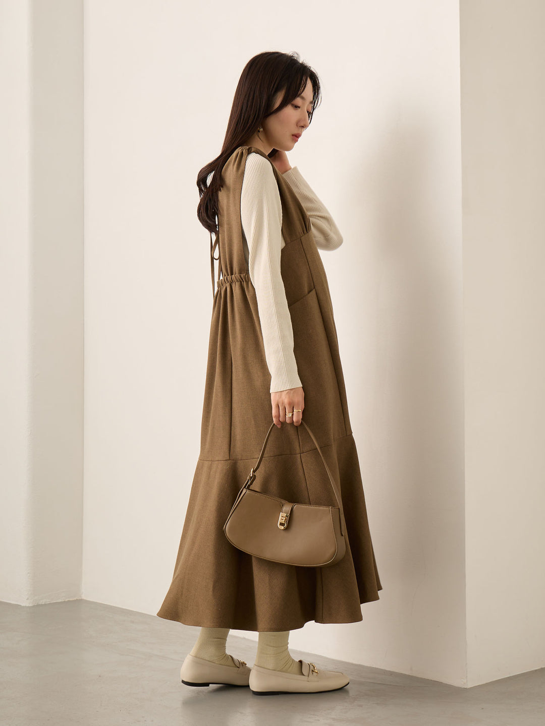 ツイードジャンパースカート Brown