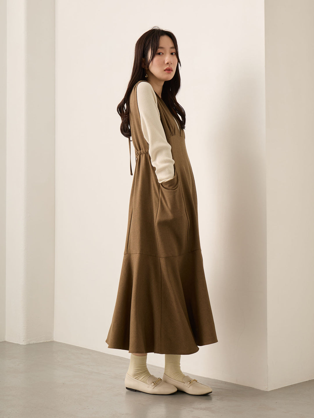 ツイードジャンパースカート Brown