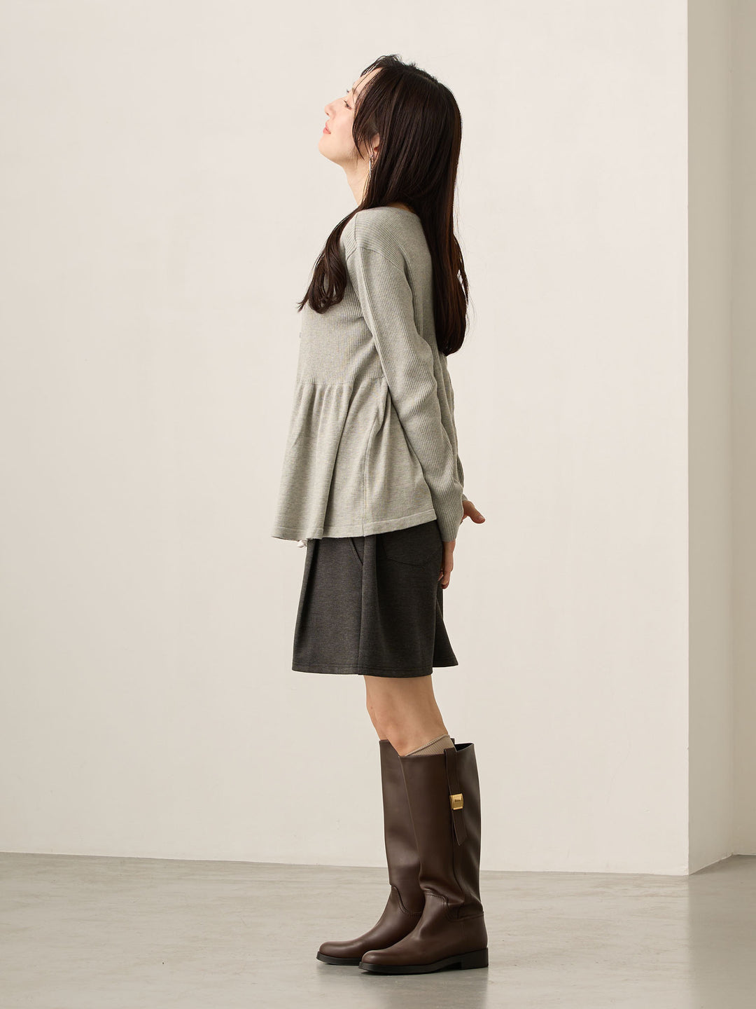 2wayペプラムニット Gray