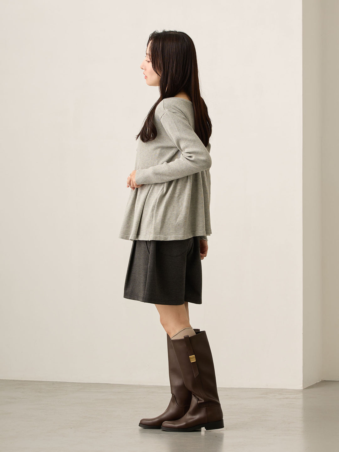 マタニティショートパンツ Heather black