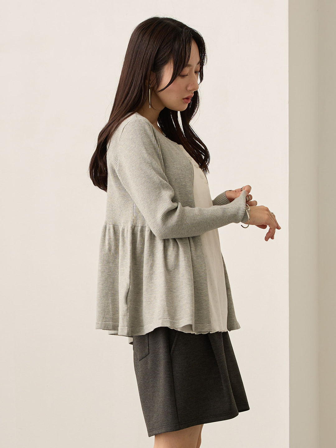 2wayペプラムニット Gray