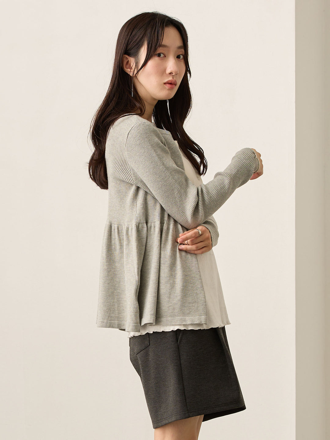 2wayペプラムニット Gray