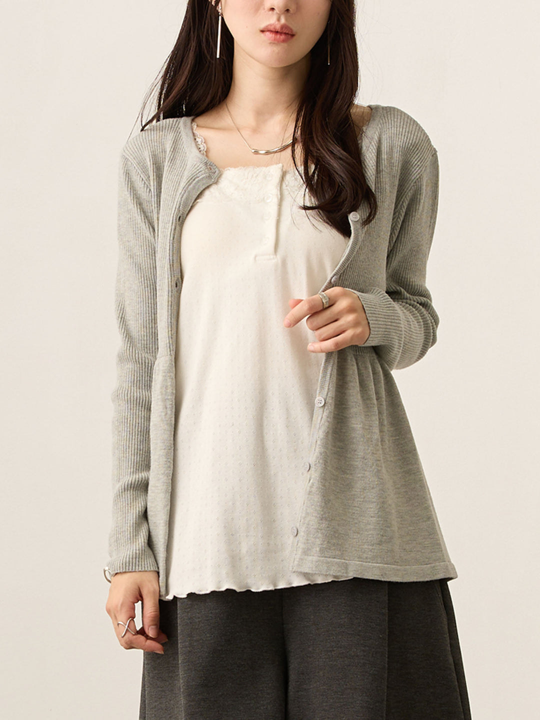 2wayペプラムニット Gray