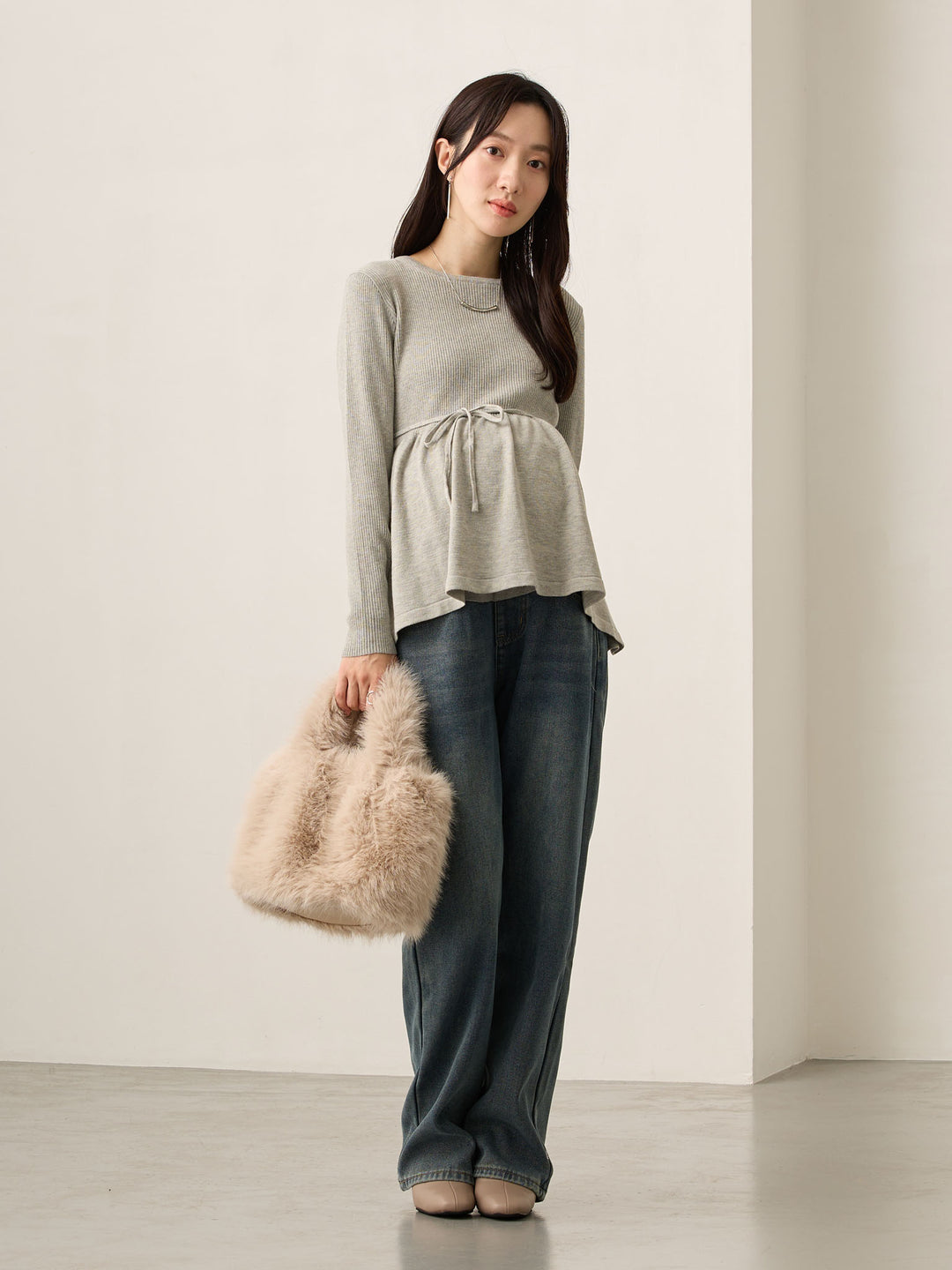 2wayペプラムニット Gray