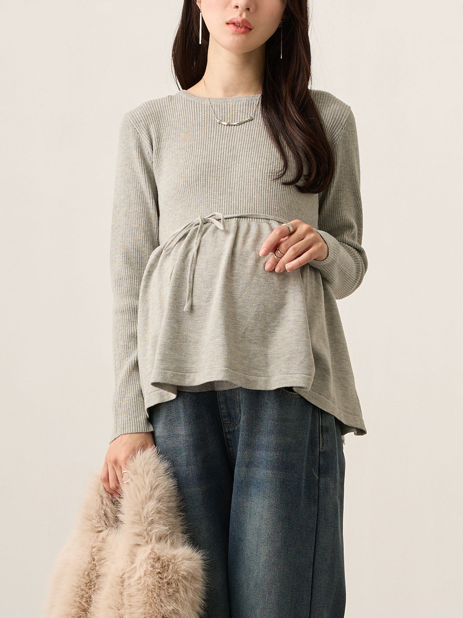 2-way peplum knit Gray