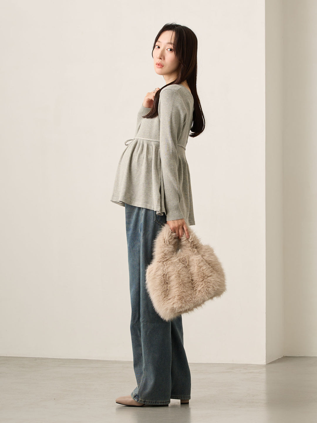 2wayペプラムニット Gray