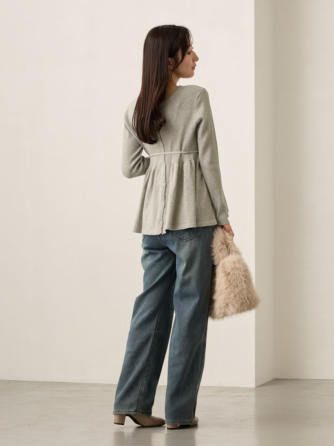 2wayペプラムニット Gray