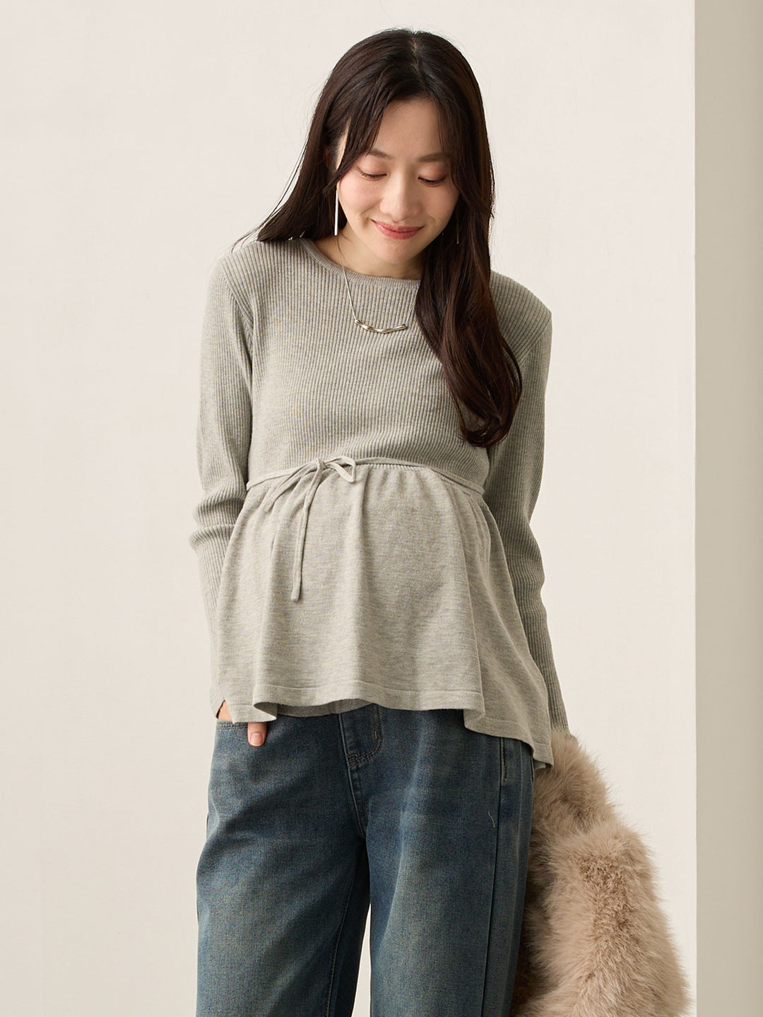 2wayペプラムニット Gray