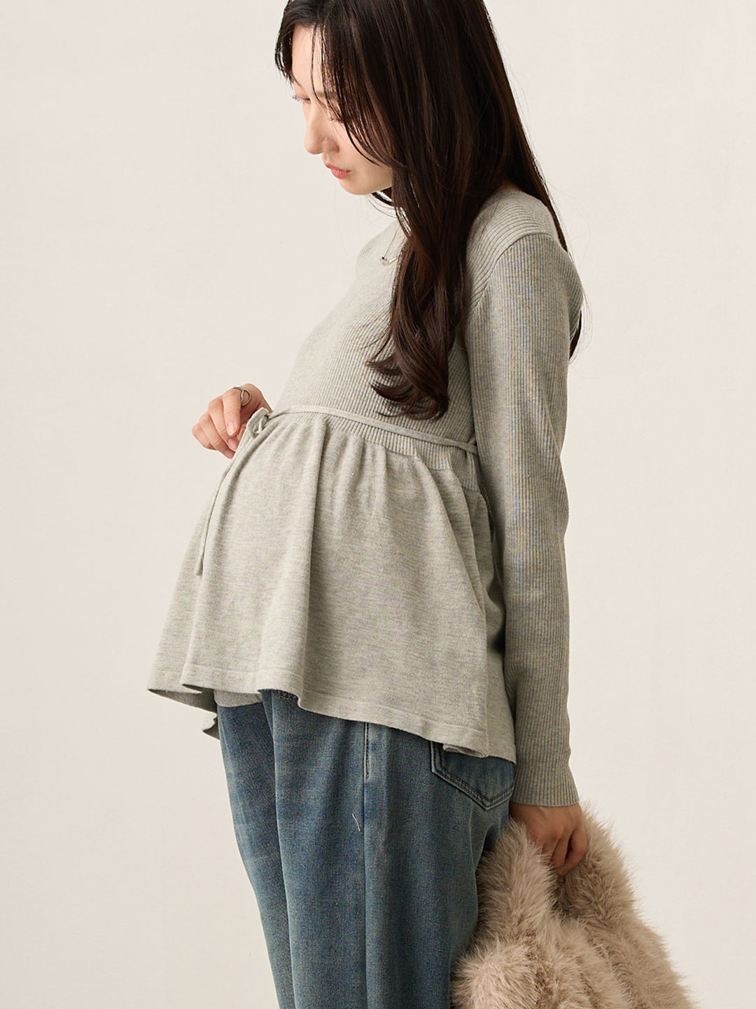 2wayペプラムニット Gray