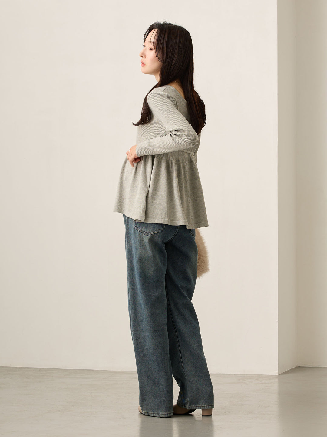 2wayペプラムニット Gray